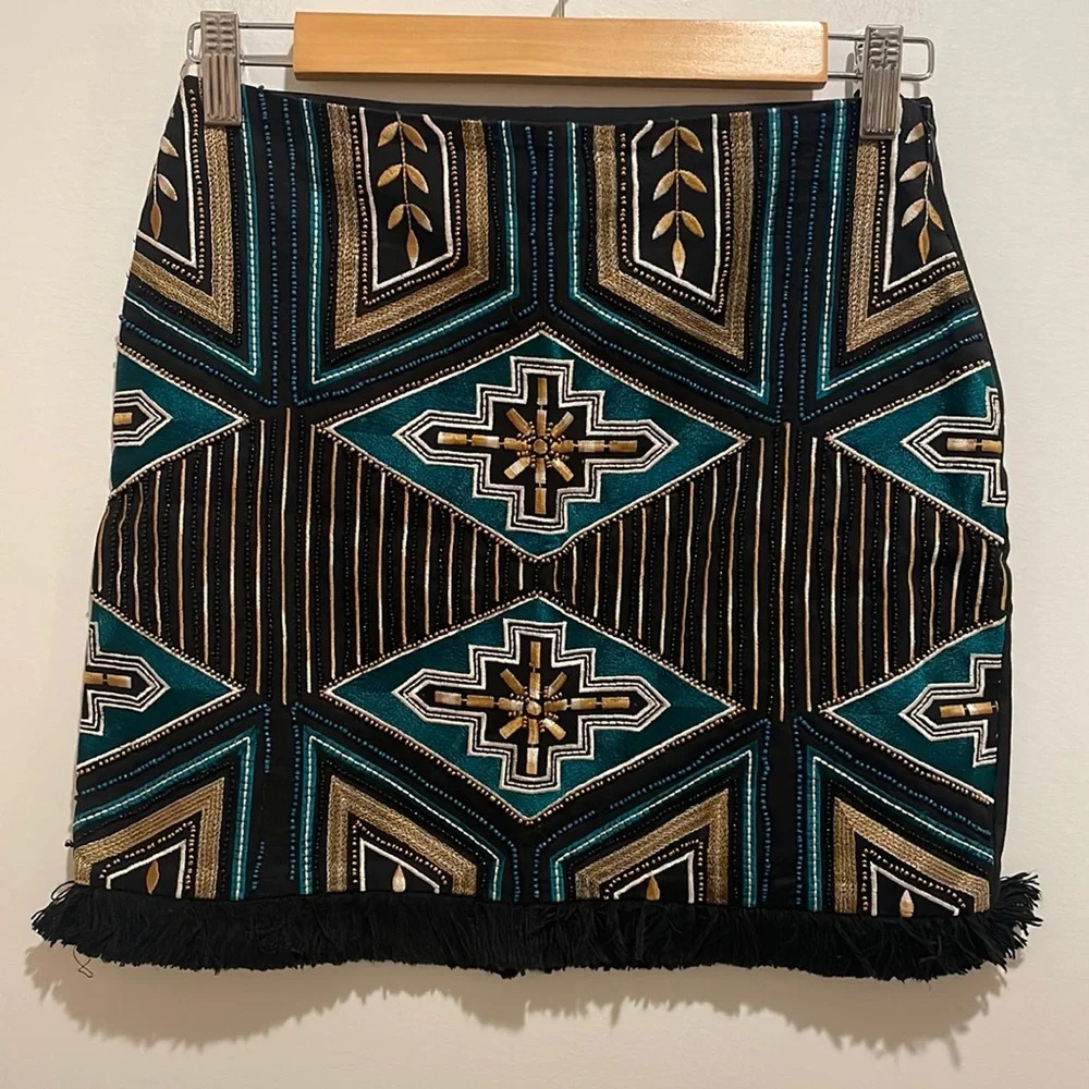 H&M Embroidered and Beaded Mini Skirt